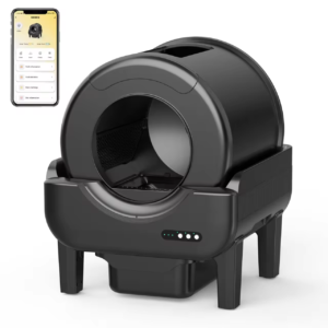 Enclosed automatic litter box with self-cleaning system and smart app control for cats
